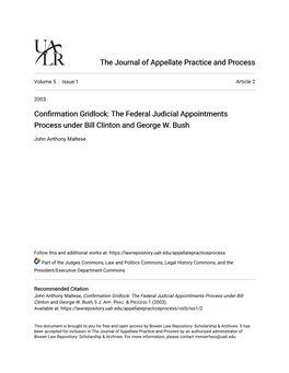 The Federal Judicial Appointments Process Under Bill Clinton and George W