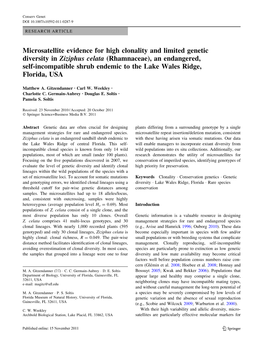 Microsatellite Evidence for High Clonality and Limited Genetic