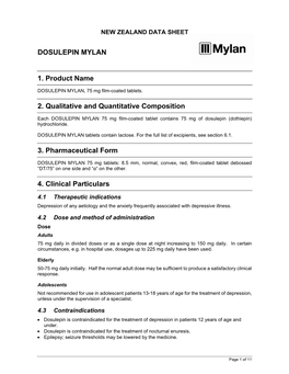 DOSULEPIN MYLAN 1. Product Name 2. Qualitative and Quantitative