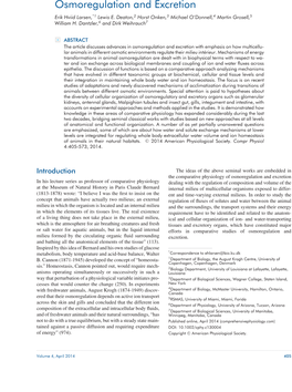 Osmoregulation and Excretion Erik Hviid Larsen,*1 Lewis E