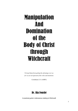 Manipulation and Domination of the Body of Christ Through Witchcraft