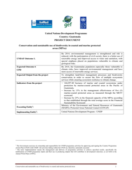 United Nations Development Programme Country: Guatemala PROJECT DOCUMENT Conservation and Sustainable Use of Biodiversity In