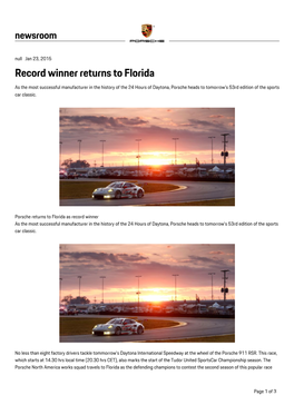 Record Winner Returns to Florida