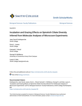 Incubation and Grazing Effects on Spirotrich Ciliate Diversity Inferred from Molecular Analyses of Microcosm Experiments