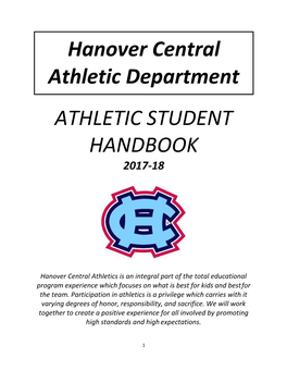 ATHLETIC STUDENT HANDBOOK Hanover Central Athletic