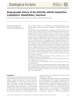 Biogeographic History of the Butterfly Subtribe Euptychiina