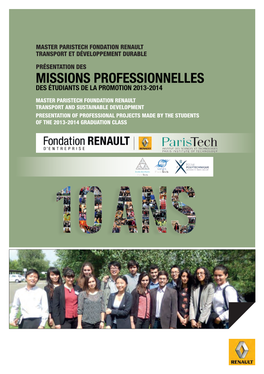 Missions Professionnelles Des Étudiants De La Promotion 2013-2014