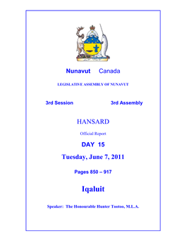 Nunavut Hansard 850