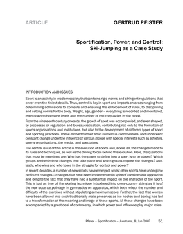GERTRUD PFISTER Sportification, Power, and Control: Ski-Jumping As