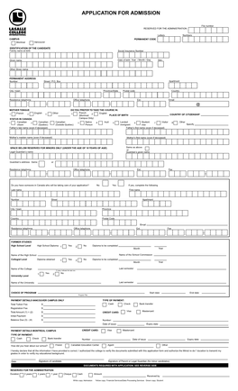 Application for Admission