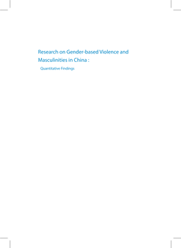 6.Research on Gender-Based Violence and Masculinities in China Quantitative Findings.Pdf