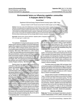 Environmental Factors As Influencing Vegetation Communities In