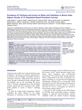 Prevalence of Trachoma and Access to Water And