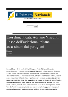 Adriano Visconti, L'asso Dell'aviazione Italiana Assassinato Dai Partigiani