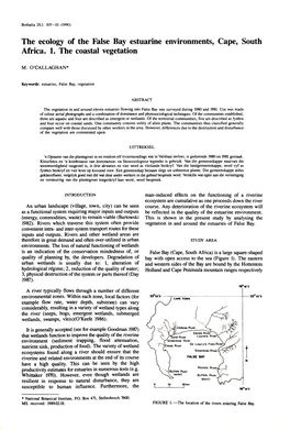 The Ecology of the False Bay Estuarine Environments, Cape, South Africa