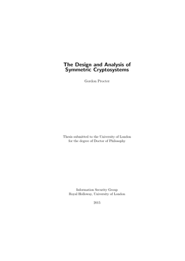 The Design and Analysis of Symmetric Cryptosystems