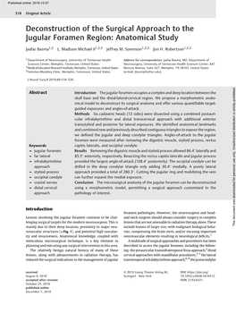 Deconstruction of the Surgical Approach to the Jugular Foramen Region: Anatomical Study