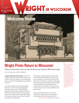 Welcome Home Istorical S Ociety Istorical © Wisconsin H © Wisconsin