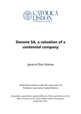 Danone SA, a Valuation of a Centennial Company