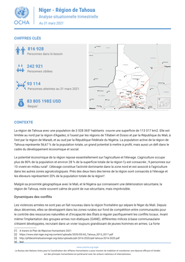 Niger - Région De Tahoua Analyse Situationnelle Trimestrielle Au 31 Mars 2021