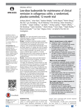 Low-Dose Budesonide for Maintenance of Clinical