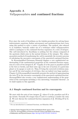 Vallyupasaṃhāra and Continued Fractions