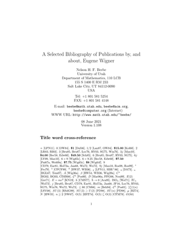A Selected Bibliography of Publications By, and About, Eugene Wigner