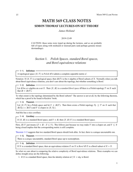 Borel Equivalence Relations