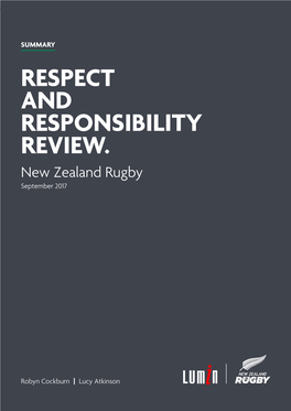 RESPECT and RESPONSIBILITY REVIEW. New Zealand Rugby September 2017