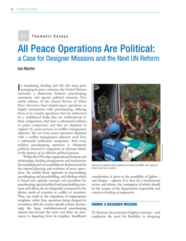 All Peace Operations Are Political: a Case for Designer Missions and the Next UN Reform