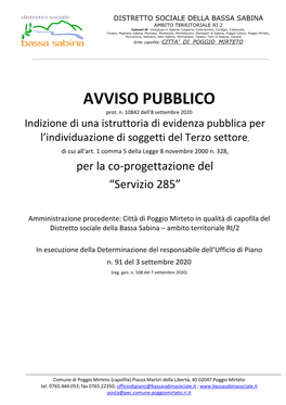 AVVISO PUBBLICO Prot