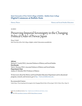 Preserving Imperial Sovereignty in the Changing Political Order of Prewar