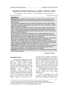 Ingestion of Caustic Substances in Adults