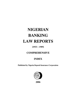 Nigerian Banking Law Reports [1933 – 1989]