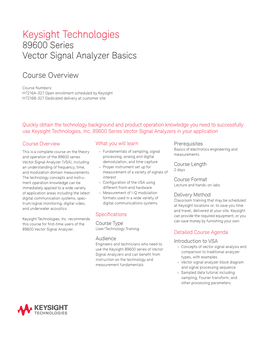 89600 Series 5 Vector Signal Analyzer Basics