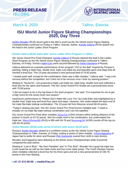 ISU World Junior Figure Skating Championships 2020, Day Three
