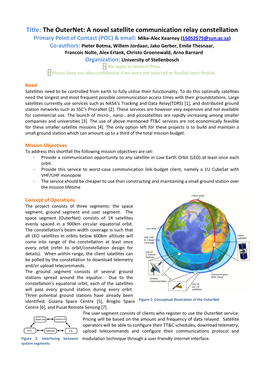 Title: the Outernet: a Novel Satellite Communication Relay Constellation