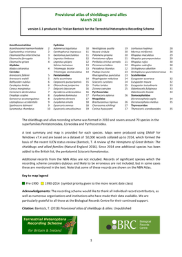 Provisional Atlas of Shieldbugs and Allies March 2018