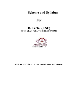 Scheme and Syllabus for B. Tech. (CSE)