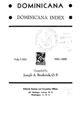 Dominicana Index, Vol. 1-41 (1916-1956)