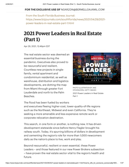 2021 Power Leaders in Real Estate (Part 1) - South Florida Business Journal