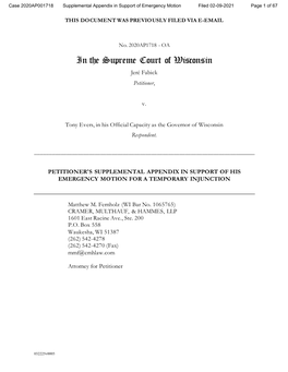 In the Supreme Court of Wisconsin Jeré Fabick Petitioner