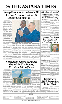 Senegal Supports Kazakhstan's Bid for Non-Permanent Seat on Un