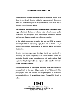 This Manuscript Has Been Reproduced from the Microfilm Master. Limi Films the Text Directly from the Original Or Copy Submitted. Thus, Sorne Thesis and Dissertation Copies Are in Typewriter