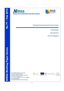 Housing in Ireland: from Crisis to Crisis