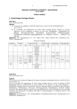 1. Fresh Stage Carriage Permit