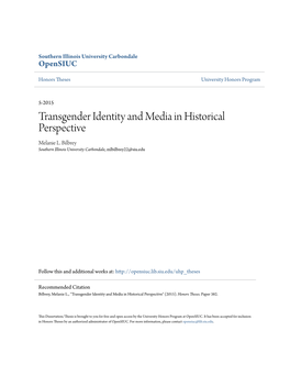 Transgender Identity and Media in Historical Perspective Melanie L