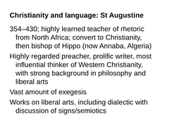 Christianity and Language: St Augustine 354–430; Highly Learned