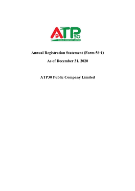 Annual Registration Statement (Form 56-1) As of December 31, 2020