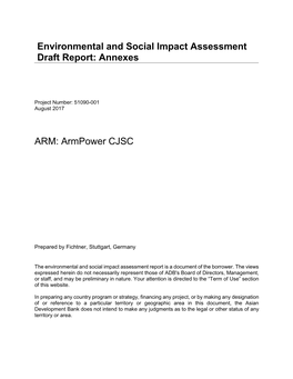 Environmental and Social Impact Assessment Draft Report: Annexes